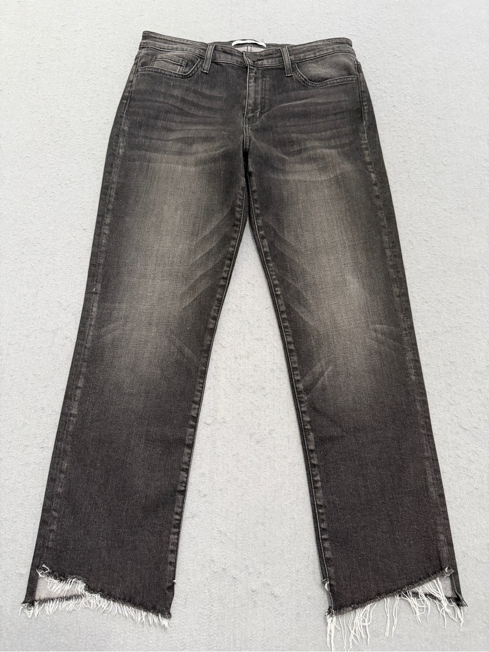 Women’s Flying Monkey Platinum Black Raw Hem Jeans Size 29 Straight Crop